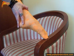 Orange patterned pantyhose girl - N