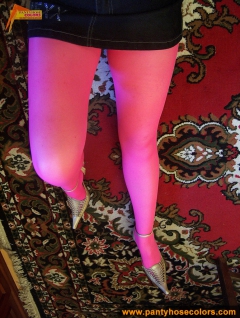 Magenta pantyhose on blonde MILF - N