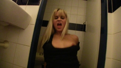 Blonde waitress fucks in the toilet - N
