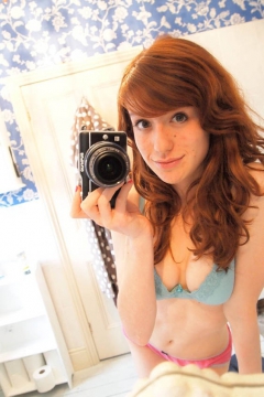Redhead teen hottie - private bathroom selfie snaps - N