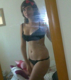 Super cute brunette teen - shy mirror naked selfies - N