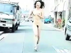 Naked Asian Girl Running Outside