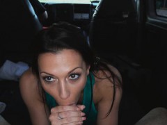 Brunnette Backseat Blowjob And Face Riding In Van