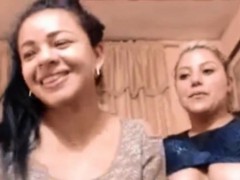 Two busty latin babes drinking n stripdancing LiveSexFunscom