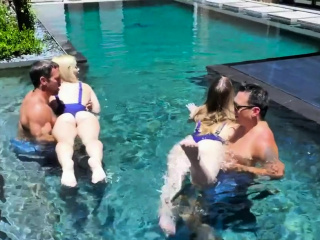 Bisexual Daughters Swap Dads In A Pool Orgy