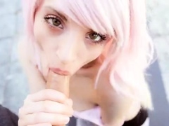 Cute emo girl public POV blowjob