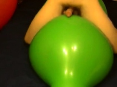 Big Green Balloon Riding Humping Cum