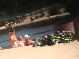 Busty girls at beach hidden cam