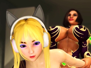 Hot futanari with big dick plays with horny busty gamer girl